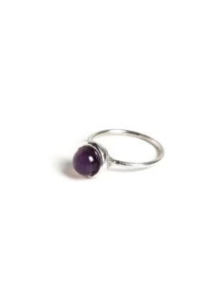 New ANILLO PLATEADO ESFERA PEQUEÑO AMATISTA Anillos