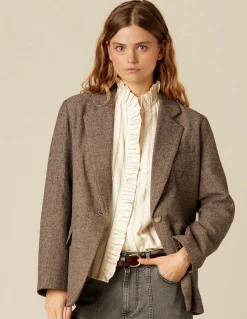 Cheap BLAZER ESPIGA MARRÓN RAYA AZUL Blazers