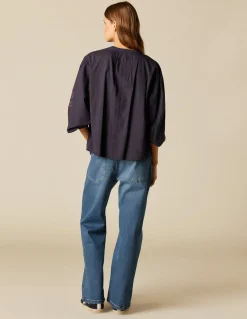 Cheap CAMISA AZUL BORDADO FLOR Camisas