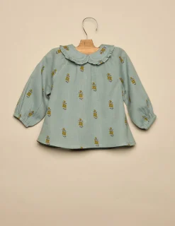 Hot CAMISA AZUL FLOR PEQUEÑA Camisas