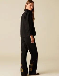 Shop CAMISA BORDADO FLOR Denim|Camisas