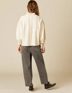 Hot CAMISA CRUDA RAYA MARRÓN LUREX Camisas