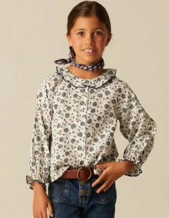 Shop CAMISA FLOR PESPUNTE AZUL Camisas