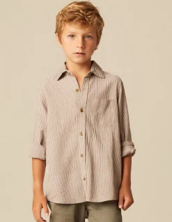 Discount CAMISA RAYA MARRÓN Camisas