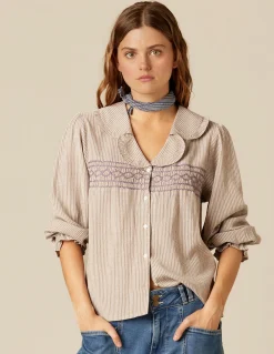 Fashion CAMISA RAYA MARRÓN NIDOS Camisas
