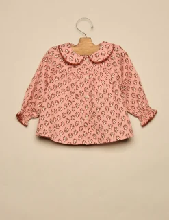 Fashion CAMISA ROSA FLOR MARRÓN Camisas