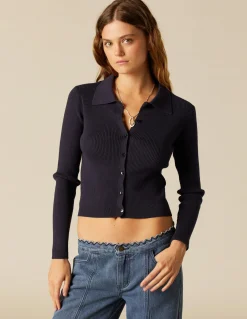 Cheap CHAQUETA BOTONES CANALé AZUL Punto