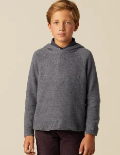 Outlet JERSEY AZUL JASPEADO CAPUCHA Punto