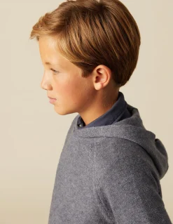 Outlet JERSEY AZUL JASPEADO CAPUCHA Punto
