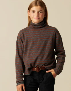 Sale JERSEY CUELLO VUELTO RAYAS MARRÓN/MARENGO Punto