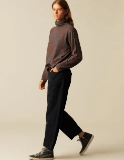 Outlet JERSEY CUELLO VUELTO RAYAS MARRÓN/MARENGO Punto