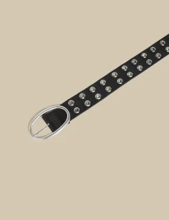 Sale N belt negro tachuelas grandes plateadas Cinturones