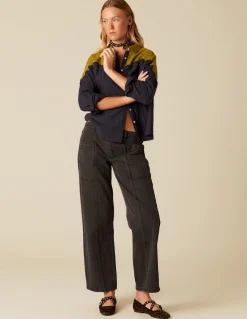 Hot PANTALÓN ANCHO BOLSILLOS ANTRACITA Denim|Pantalones