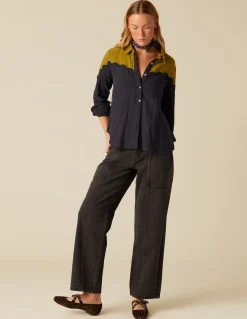 Hot PANTALÓN ANCHO BOLSILLOS ANTRACITA Denim|Pantalones