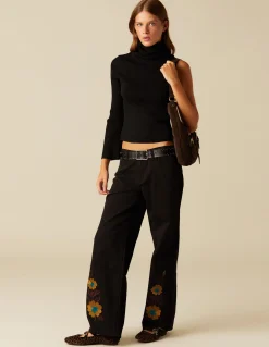 Flash Sale PANTALÓN BORDADO FLOR Denim|Pantalones