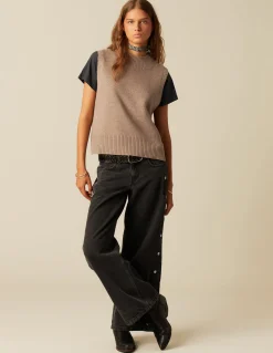 Fashion PANTALÓN BOTONES LATERALES ANTRACITA Denim|Pantalones
