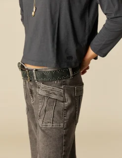 New PANTALÓN GRIS BOLSILLOS COSTURAS Denim|Pantalones