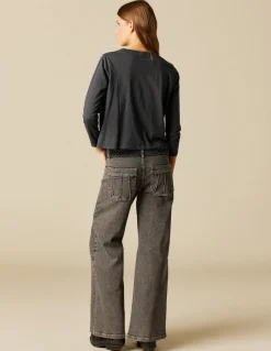 New PANTALÓN GRIS BOLSILLOS COSTURAS Denim|Pantalones