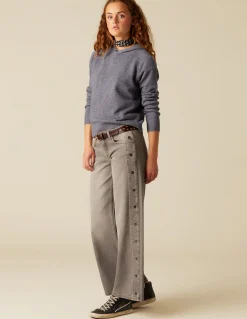 New PANTALÓN GRIS BOTONES LATERAL Denim|Pantalones