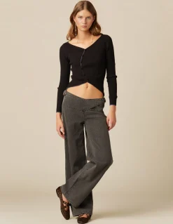 Cheap PANTALÓN GRIS HEBILLAS CINTURA Denim|Pantalones