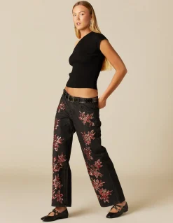 Discount PANTALÓN LENTEJUELAS GRANATE PLATEADO Denim|Pantalones