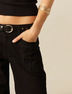 Discount PANTALÓN NEGRO BOLSILLOS COSTURAS Denim|Pantalones