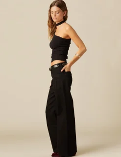 Discount PANTALÓN NEGRO BOLSILLOS COSTURAS Denim|Pantalones