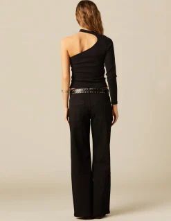 Discount PANTALÓN NEGRO BOLSILLOS COSTURAS Denim|Pantalones