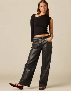 Best Sale PANTALÓN NEGRO COSTURAS ENCERADO Denim|Pantalones