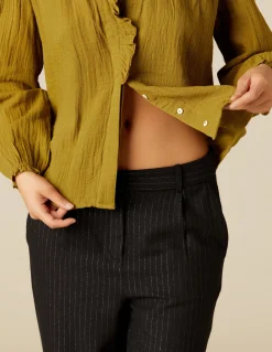 Outlet PANTALÓN RAYA BRILLO AZUL Pantalones