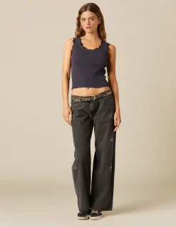Shop PANTALÓN TACHAS SOLES GRIS Denim|Pantalones
