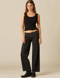 Cheap PANTALÓN TACHUELAS CANESÚ ANTRACITA Denim|Pantalones
