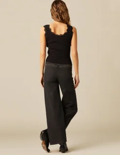Cheap PANTALÓN TACHUELAS CANESÚ ANTRACITA Denim|Pantalones