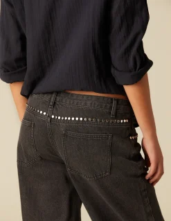Online PANTALÓN TACHUELAS GRIS Denim|Pantalones