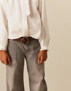 Hot PantalÓn wide leg vaquero gris claro Denim|Pantalones