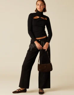 Best TOP ABERTURA ESCOTE CUELLO VUELTO NEGRO Tops