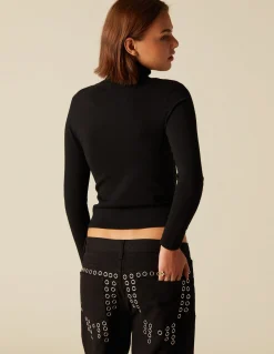 Best TOP ABERTURA ESCOTE CUELLO VUELTO NEGRO Tops