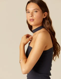 Outlet TOP ASIMéTRICO ABERTURA ESCOTE AZUL Tops