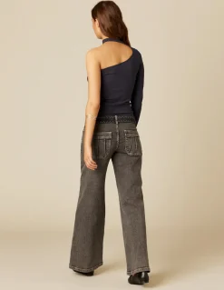 Outlet TOP ASIMéTRICO ABERTURA ESCOTE AZUL Tops
