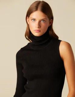 Best Sale TOP ASIMéTRICO CUELLO VUELTO NEGRO Tops