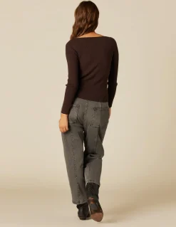 Online TOP CRUCE BOTONES MARRÓN Tops