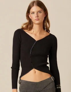 Online TOP CRUCE BOTONES NEGRO Tops