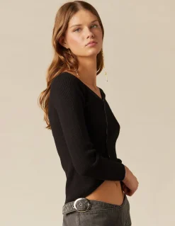 Online TOP CRUCE BOTONES NEGRO Tops