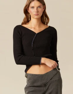 Online TOP CRUCE BOTONES NEGRO Tops