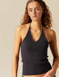 Hot TOP TIRANTES NEGRO Y AZUL CANALé Tops